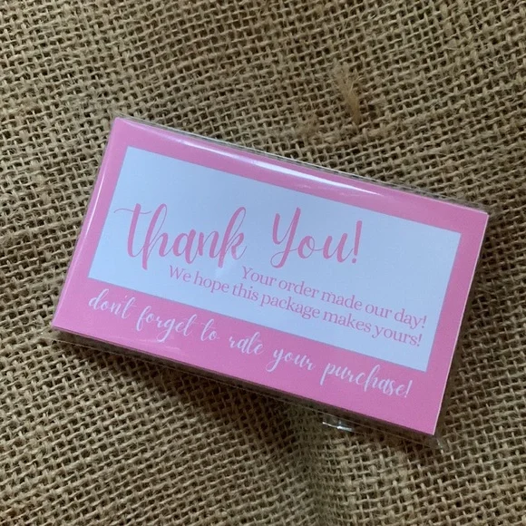 25 Pk Thank You Cards 3.5x2” with Reminder to Rate Purchase - Picture 4 of 5